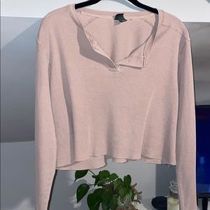 Waffle style cropped long sleeve